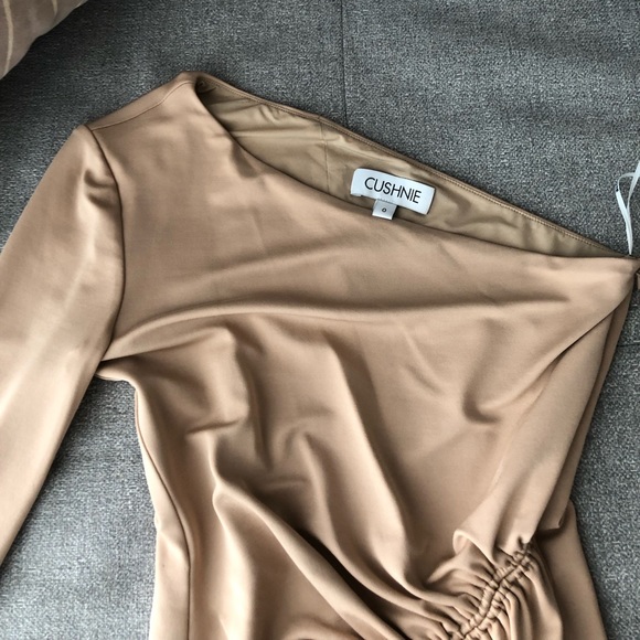 Cushnie one sleeve asymmetrical dress in “latte” - Picture 3 of 4